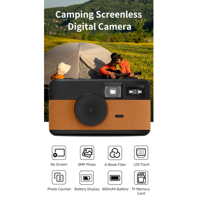 Retro Film-Style Screenless CMOS Digital Camera Support Custom Filters Via Website Mirrorless Camera with LED Compact Cameras