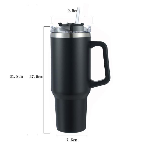 40 Oz Stainless Steel Tumbler With Handle And Straw Reusable Insulated Tumbler Travel Mug Keeps Drinks Cold For Husband Travel Office Gifts