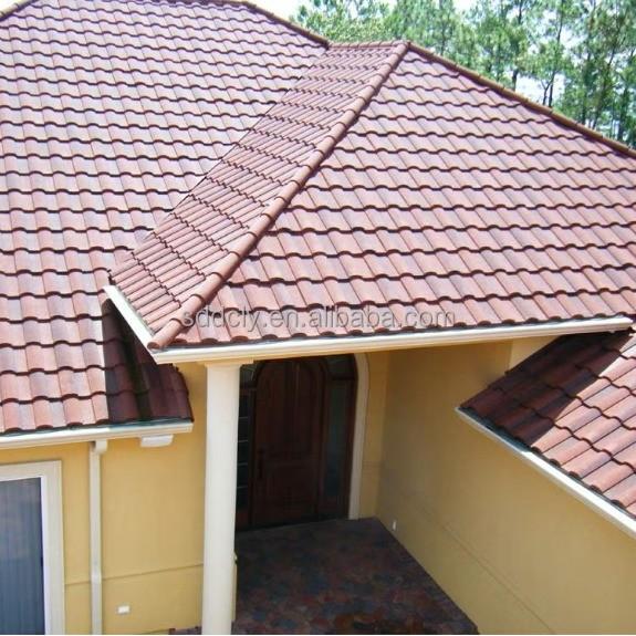 Custom Corrugated Roof Sheet Red Stone Coated Metal Tiles For Residential Industrial