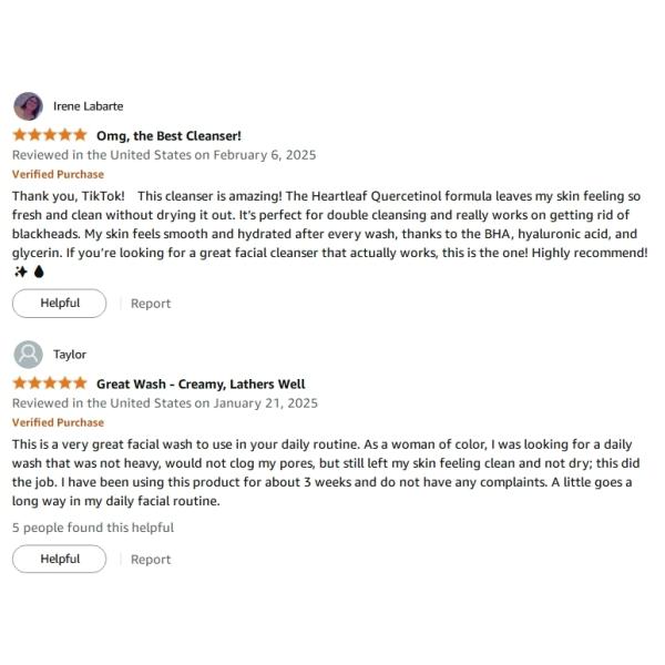 Korean Heartleaf Quercetinol Moisturizing Facial Cleanser Foam BHA Hyaluronic Acid Blackhead Remover 150ml 5.07oz