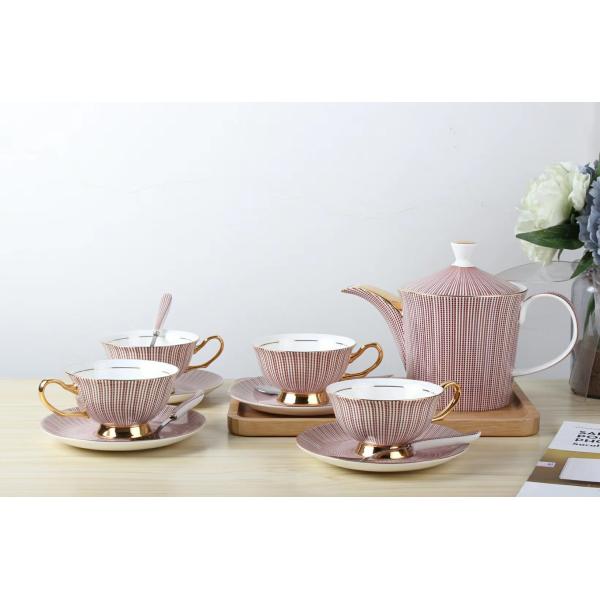 Chinese factory European Vintage Tea Cup Kettle Saucer Set Delicate Bone china Coffee Cup Set