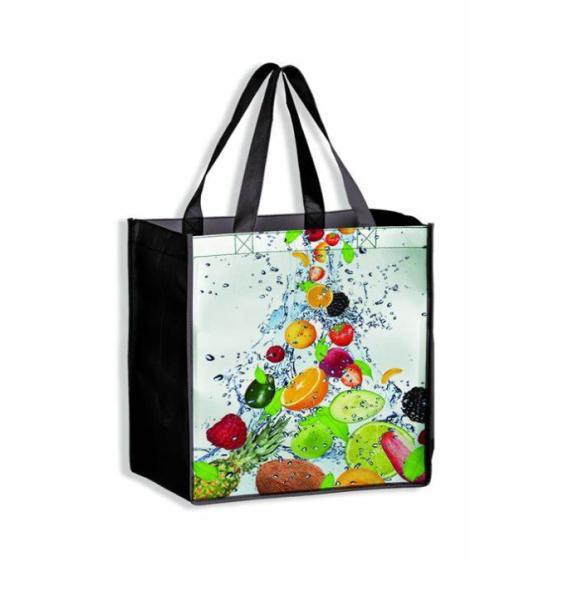 ODM Eco Sacos de mantimentos não tecidos Tote de laminação com impressão a cores completas