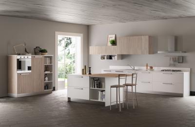 White Wood Grain EB Board Kitchen Cabinet Tailored Freestanding Sideboard