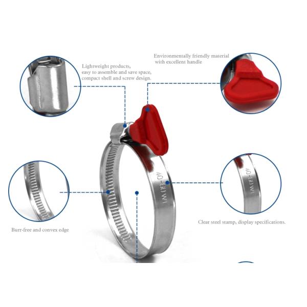 Clamparas de manguera de acero inoxidable de tipo de mango alemán para tuberías de aceite de automóvil