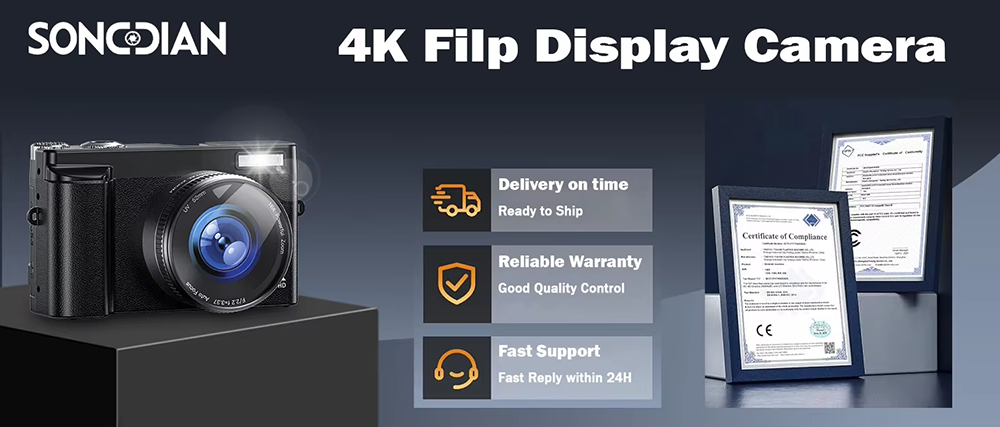 4K Digital Vlog Camera Flip Screen Autofocus Digital Camera With 48MP WiFi