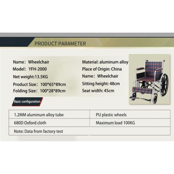 28*89*100cm fauteuil roulant pliable manuel en alliage d'aluminium fauteuil roulant léger sur mesure