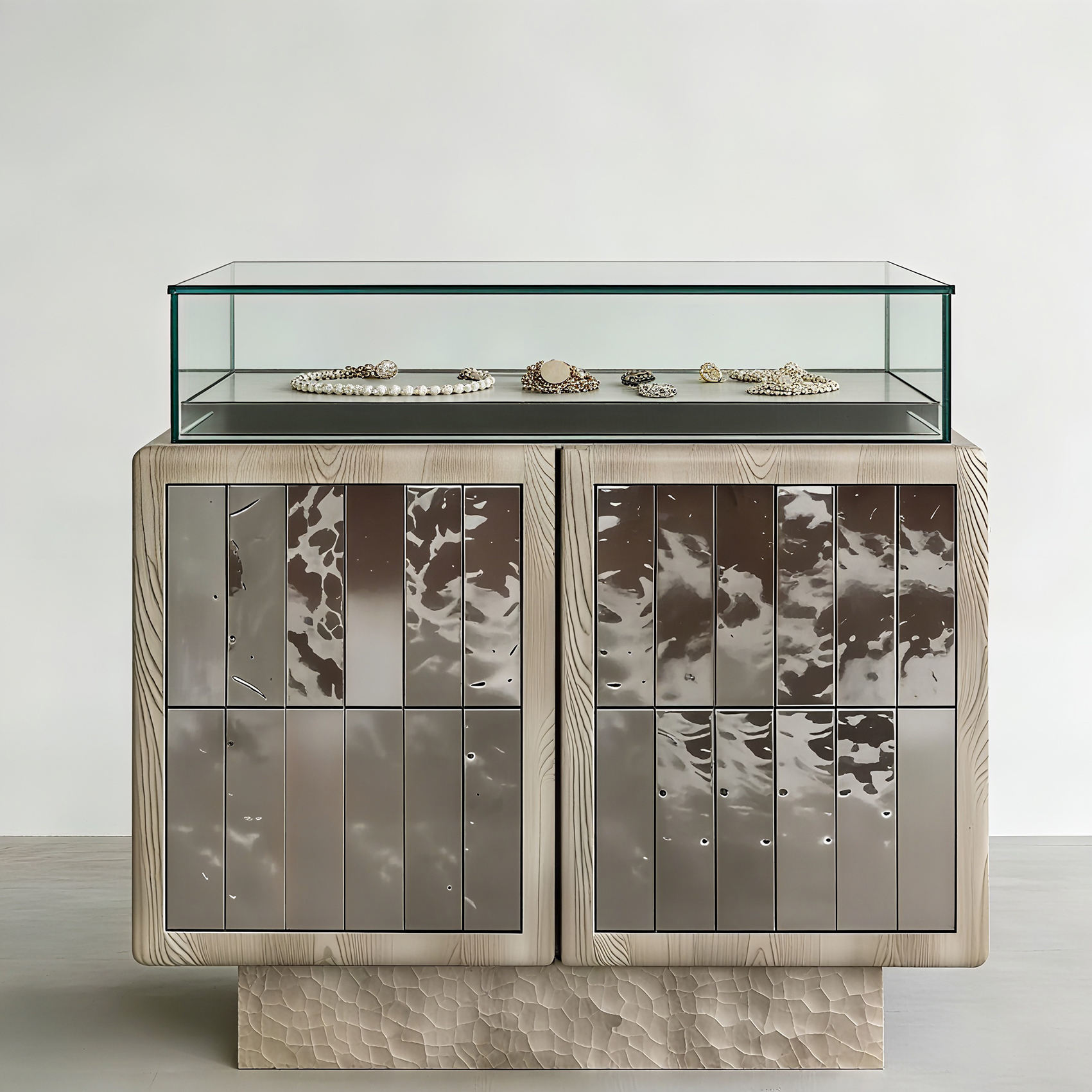 Commercial Wooden Glass Jewelry Display Cabinet with Lockable Door
