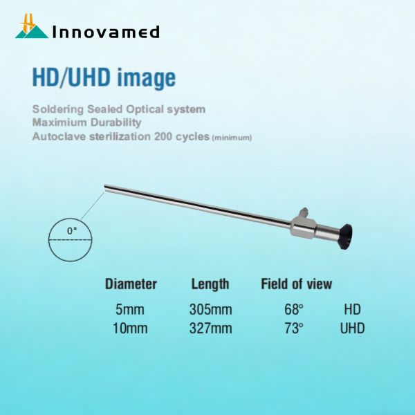 HD UHD 0 degree (0°）Autoclavable Laparoscope 5mm/10mm Diameter
