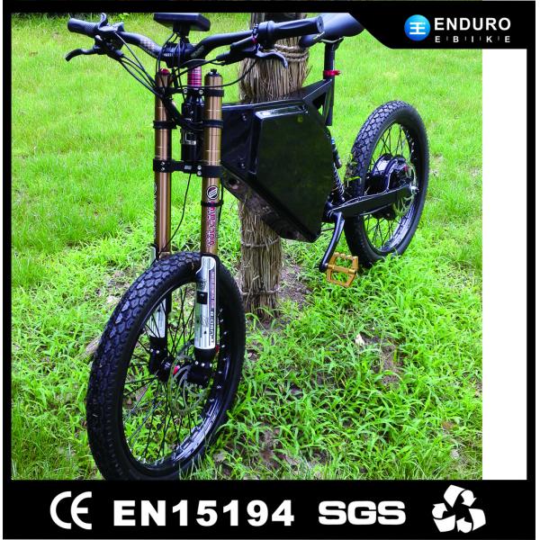Black 350w-5000w Enduro Bike Frame 135-155mm Rear Fork Drop Out