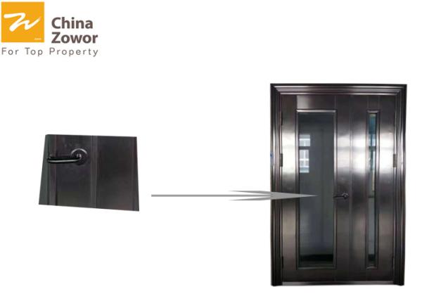 Customized 1/1.5 Hours Uequal Leaf Stainless Steel Fire Rated Doors With Spy Glass