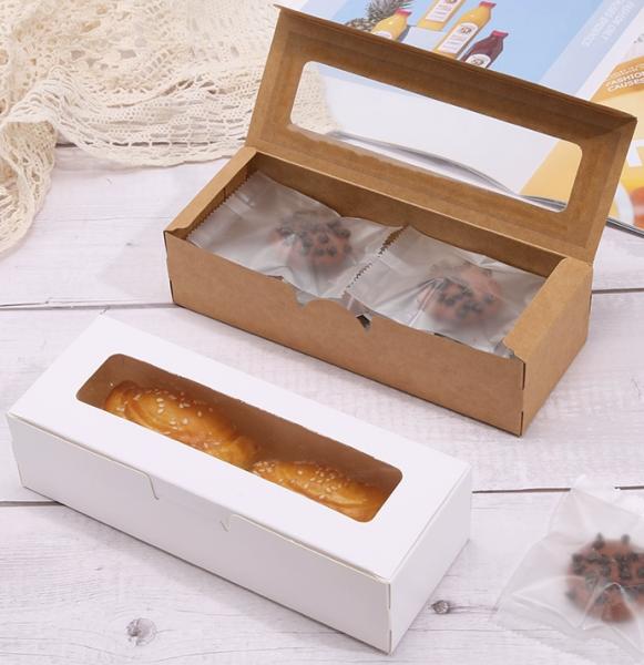 Custom Kraft Paper Window Boxes For Macarons Pastries Flip Top Design