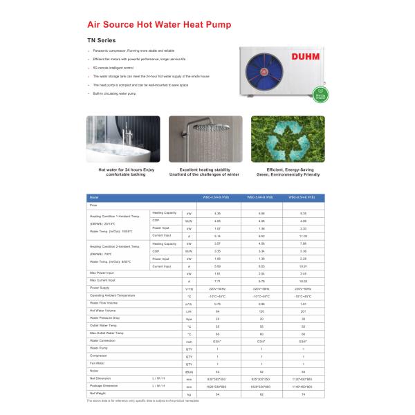 120 L/H Hot Water Function Air to Water Heat Pump R410A Water Heater Wrmepumpe 5.6kw