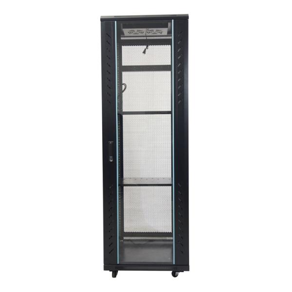 800W 42U Vertical Network Cabinet Mount Server Standing Rack for Toughened Glass Door
