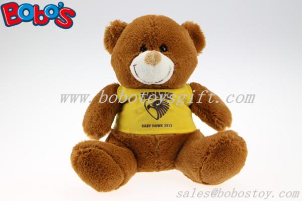 7 dark brown custom made baby kids toy teddy bear with yellow T-Shirt