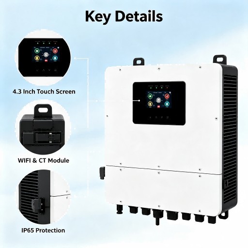 6KW-230V 6KW Single Phase Hybrid Solar Inverter 60-500Vdc MPPT 230Vac IP21 PV Inverter Tianon