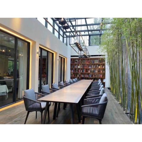 Aluminum Frame Garden Waving Rope Table And Chair Set For Outdoor Dining Furniture