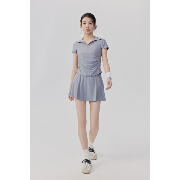 Women's Tennis Polo Shirt and Skirt Set - Breathable Quick-Dry Cream Sportswear for Active Training and Casual Wear