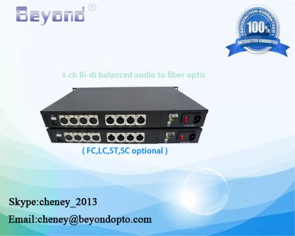 2-way XLR audio BY-XLR-4AA bi-directional broadcast audio over fiber extender,4-ch BIDI XLR auido to fiber converter