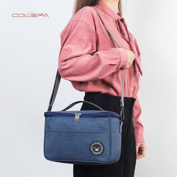 Lunch Box Handheld Square Insulated Bag Oxford Reinforced Bento Bag Large Capacity Picnic Bag for Office Workers and Students
