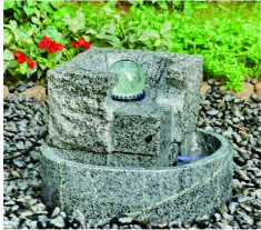 Artistic Cast Stone Garden Fountains Polished Surface With Three Crystal Glass Balls
