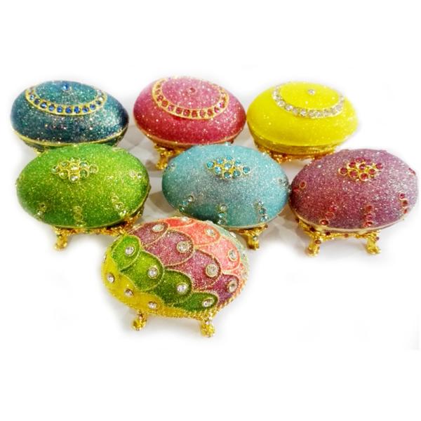 Crystal Easter Faberge Egg Jewelry Box Earrings Russian Trinkets Case Easter Gifts Collectible Figurines Creative Gifts
