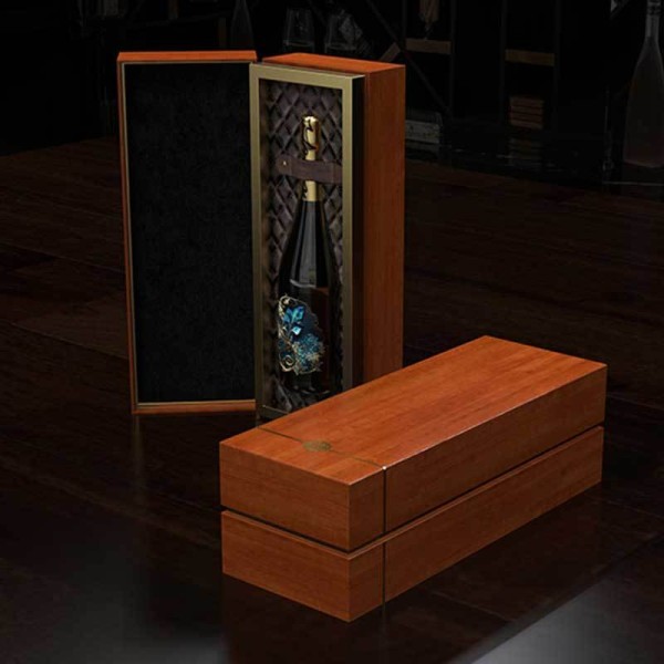 Luxury Handmade MDF Wooden Wine Box with Custom Gold Stamping Logo - Premium Wine Gift Packaging