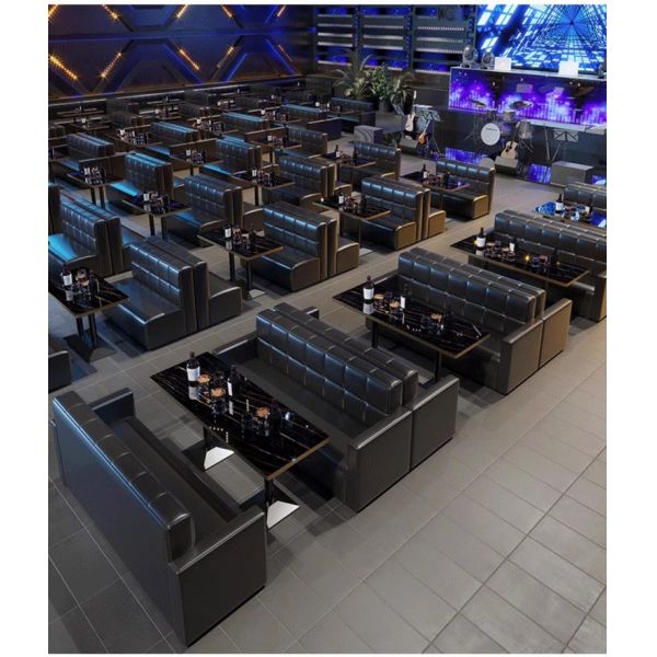 Custom Made Light Luxury Night Club bar Pub Restaurant U Shape Sofa and Dining Table Combination Furniture