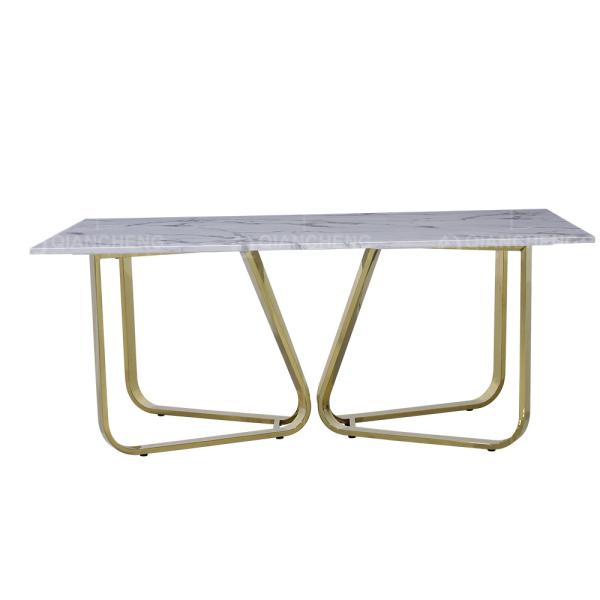 Mesa de jantar de mármore luxuosa 6 Seater do OEM de Rose Gold naturalmente resistente