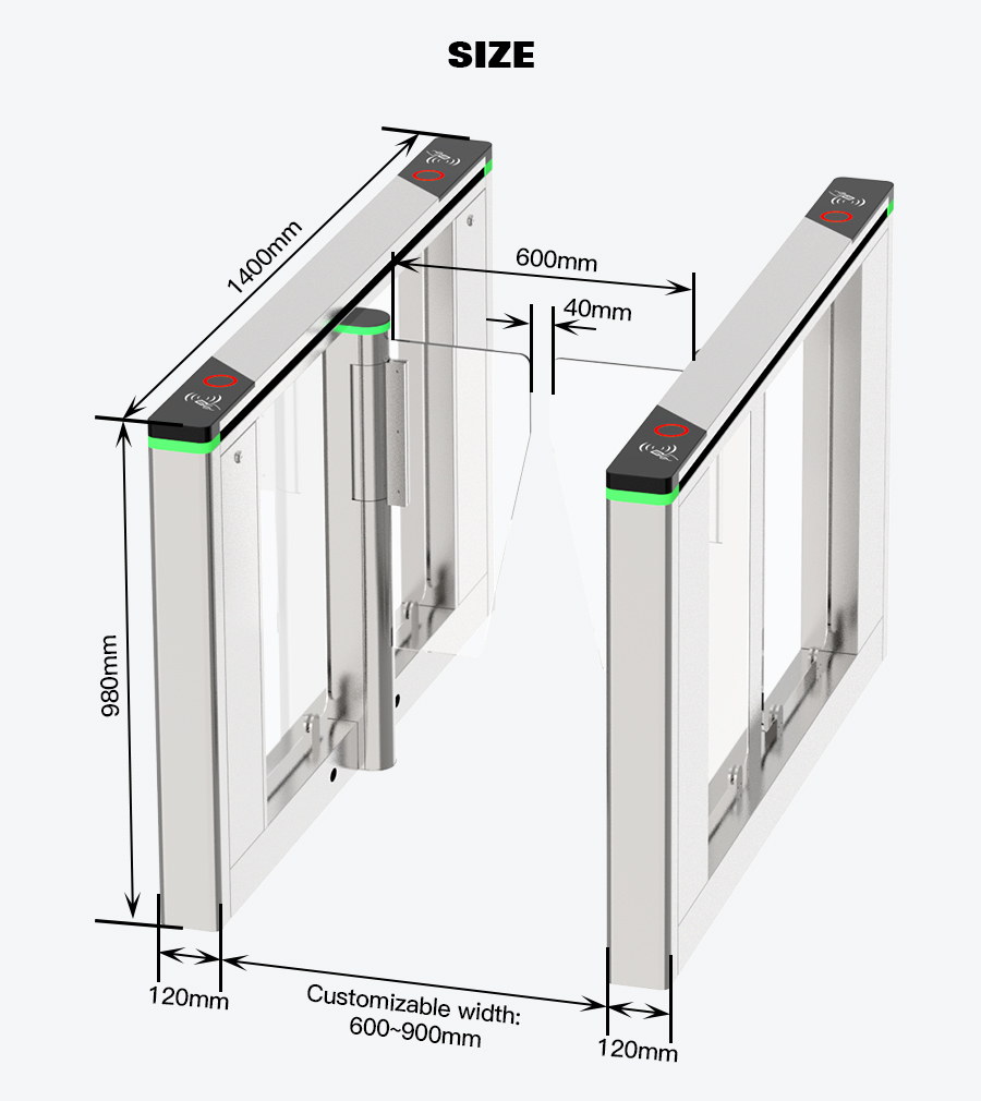HCW CW427 High-End Servo Anti-Collision Swing Barrier Turnstile for Access Control