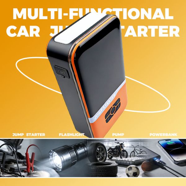 High-Capacity 12V Car Jump Starter with 150 PSI Air Compressor and 30000mAh Power Bank
