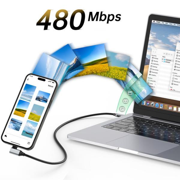 PD240W USB Type C Cable Right Angle USB C Data Charging Cable