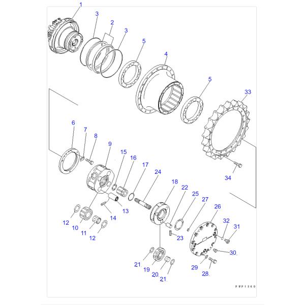 Dispositif 20Y-27-00351 de voyage de Travel Gearbox Hydraulic de l'excavatrice PC200-7