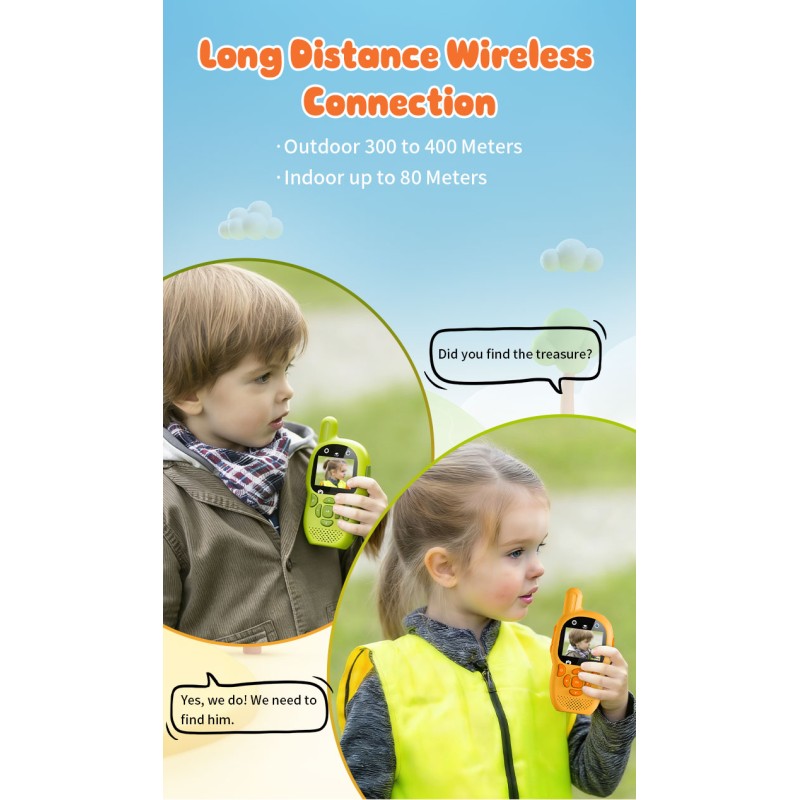 Brand New Children's Video Walkie Talkies Anti-Lost Design Long Range 500-1000mAh Battery Audio Interphone Funny Games Easy Use