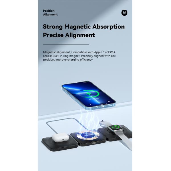 ESSAGER Waves 3 in 1 Wilress Charger 15W Best Fast Charging Wireless Phone Charger