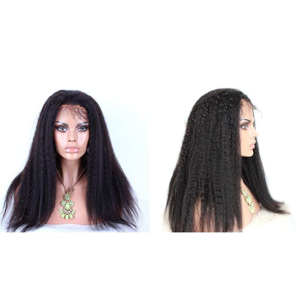 Kinky Straight 24 Inches Long Synthetic Wigs 1B Black Free Part Heat Resistant Fiber