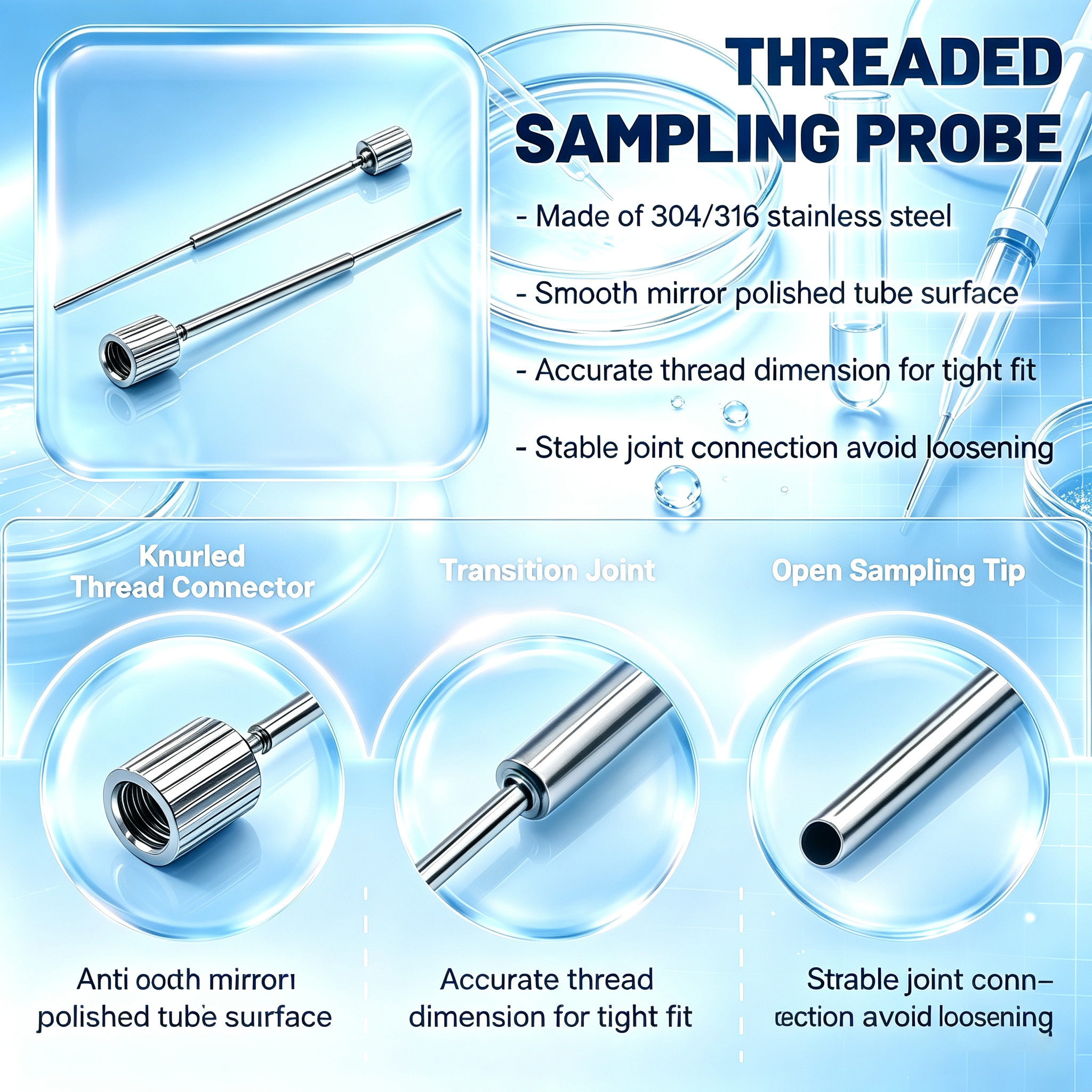 Customized IVD Threaded Sampling Needle with Knurled Thumb Nut