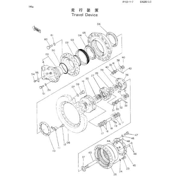 Мотор 1009855 перемещения снабжения жилищем конечной передачи EX200-1 EX220-1 62 зуба