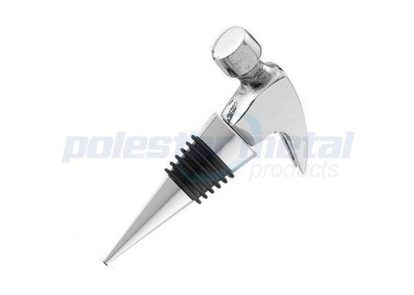 3-1/2 Polished Chrome Zinc Alloy / Brass Hammer Wine Bottle Stoper