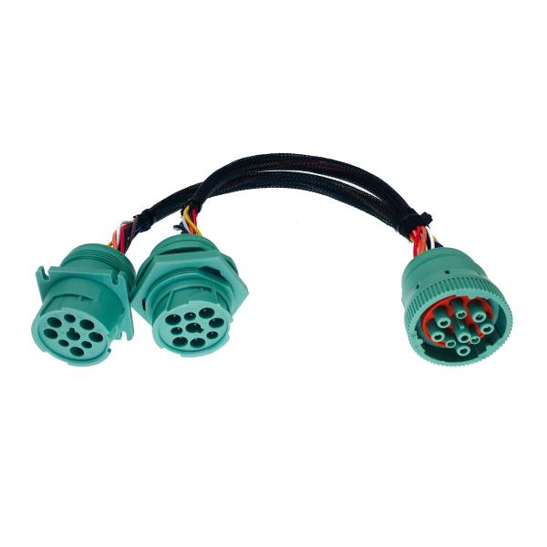 Pins Plating Nickel/Golden AOTAI Custom J1939 GPS Type 2 Splitter Y Deutsch 9PIN J1939 Green Connector Cable for Scanner Tool