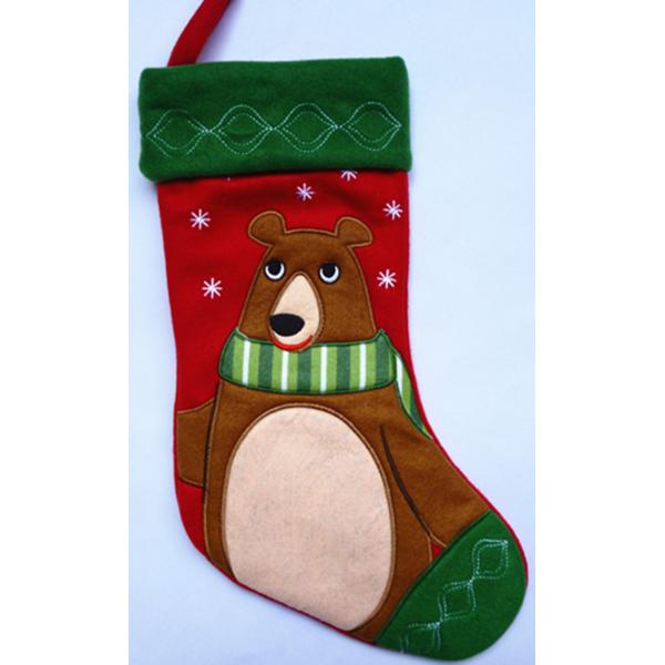 Fashion Red Christmas Stocking , Patchwork Embroidered Christmas Stockings