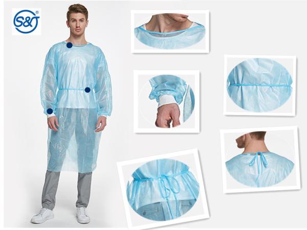 Disposable PP PPE Isolation Gown Hospital Doctor Nurse Protecting Clothing Gown Medical Surgical Isolation Gown
