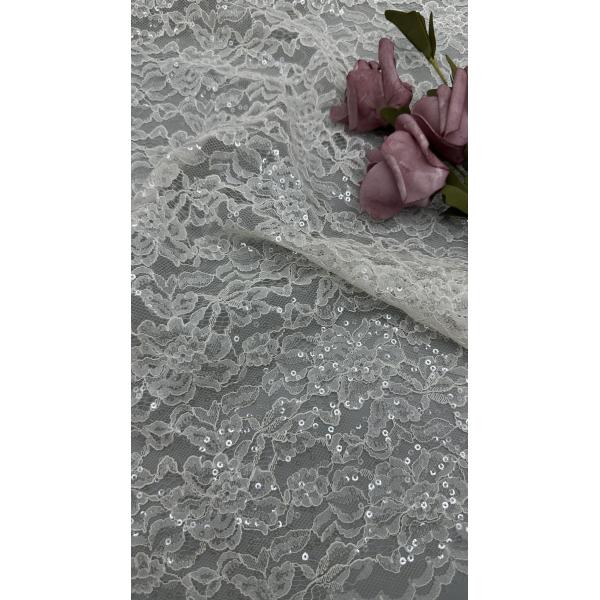 100% Polyester Embroidery Lusiate Sequin Lace Fabric Leafy Luxury Occasion Evening Fabric