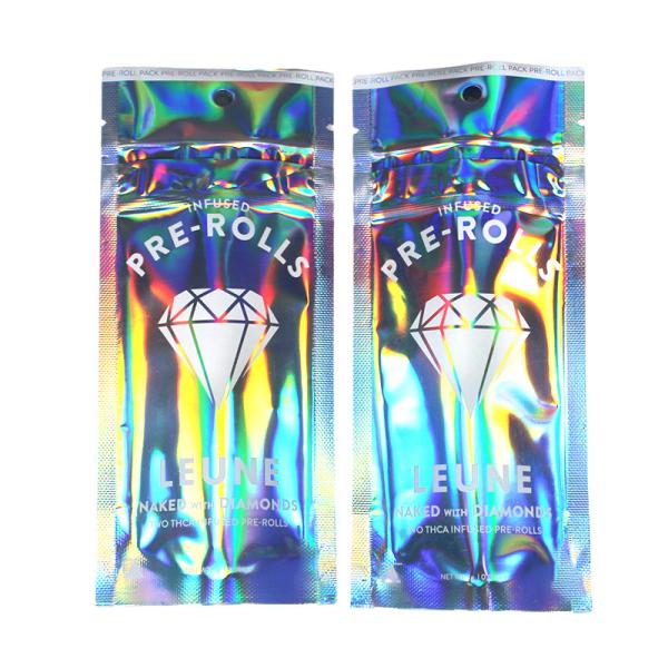 Zipper Top 7g Holographic Stand Up Pouch Heat Seal Closure