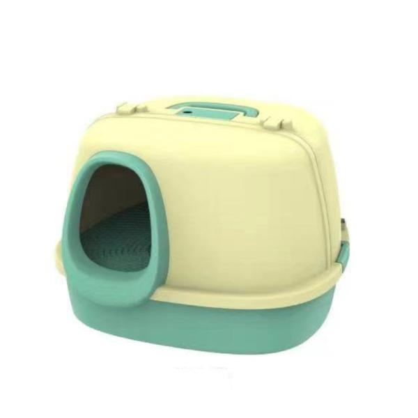 Boîte à litière pour chat en plastique bleu OEM ODM Boîte à litière pour chat couverte