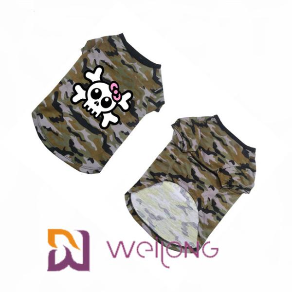 Poly Camo Skull Halloween Pet T Shirt for Dog 100% Poly Jersey  180G