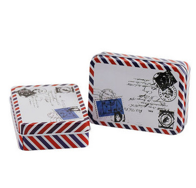 Small Rectangle Chrsitmas Mailing Gift Tin Box With Customized Logo Print