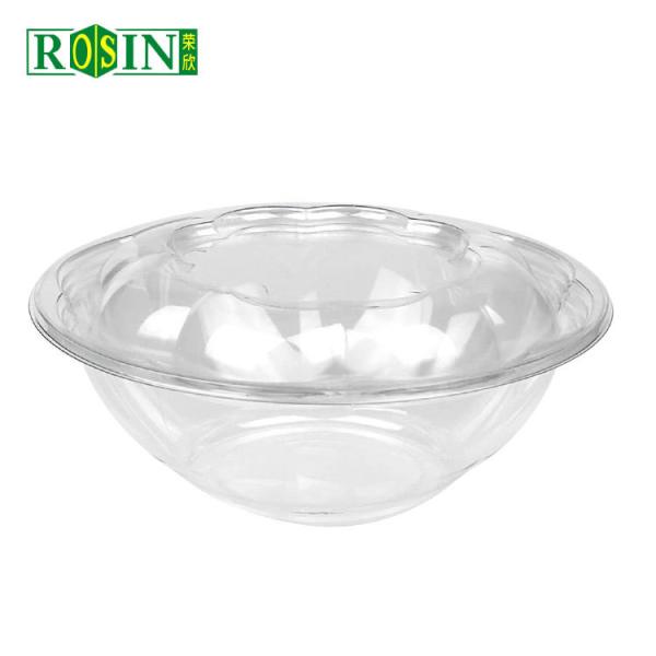64oz Custom PET Round Plastic Fruit Packaging Plastic Food Packaging With Lid
