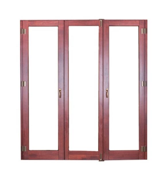 Wood Grain Frame Aluminum Folding Windows Double Laminated Glazed  ISO14001