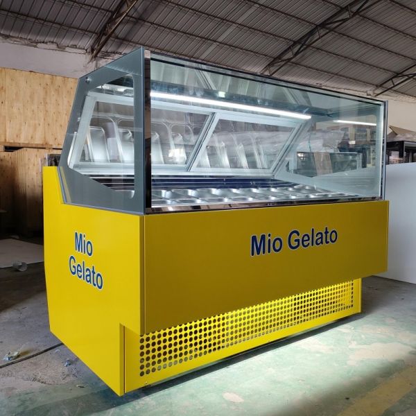 16 Trays Glass Door Hard Ice Cream Display Cabinet Italian Gelato Freezer