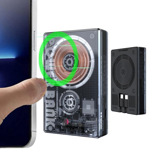 Мини магнитный беспроводный банковский зарядный аппарат Прозрачный 5000 мах 10000 мах